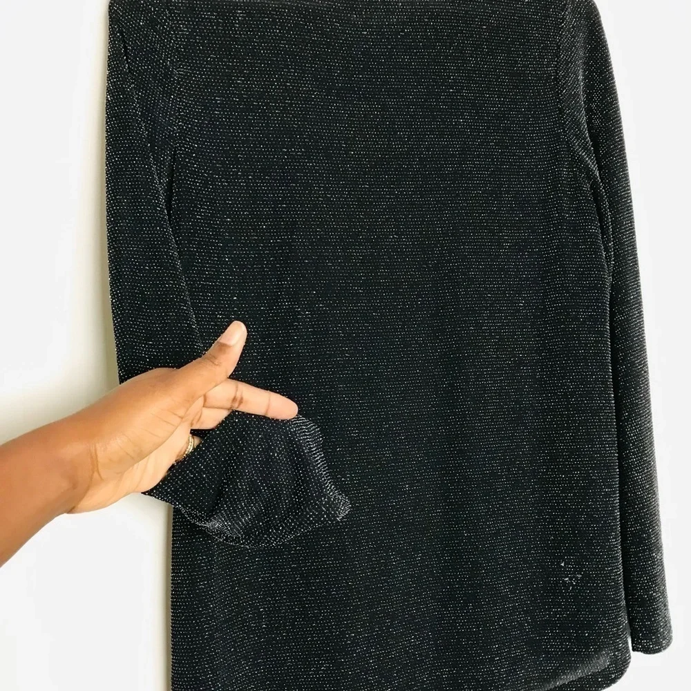 Calvin Klein Womens Asymmetrical Pullover Metallic Blouse